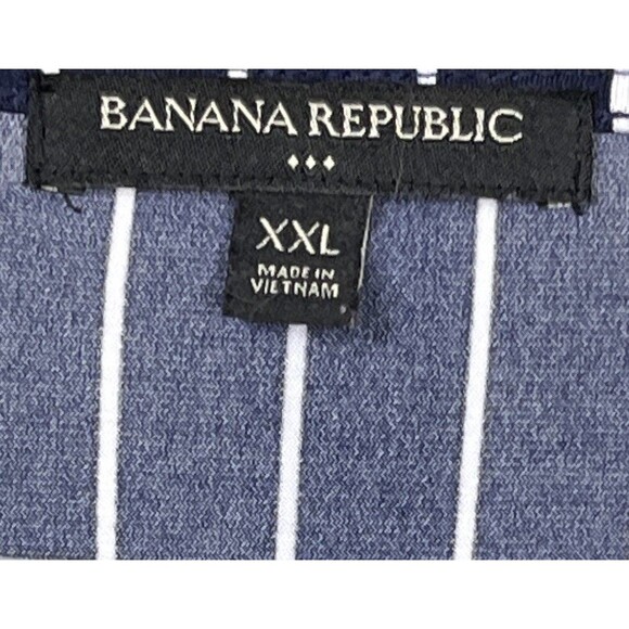 Banana Republic XXL Ruffle Split Sleeve Blouse Navy Pinstripe Stretch Top Career - Picture 5 of 6